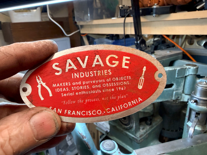 Savage Industries Workshop Machine Label Sticker Four-Pack