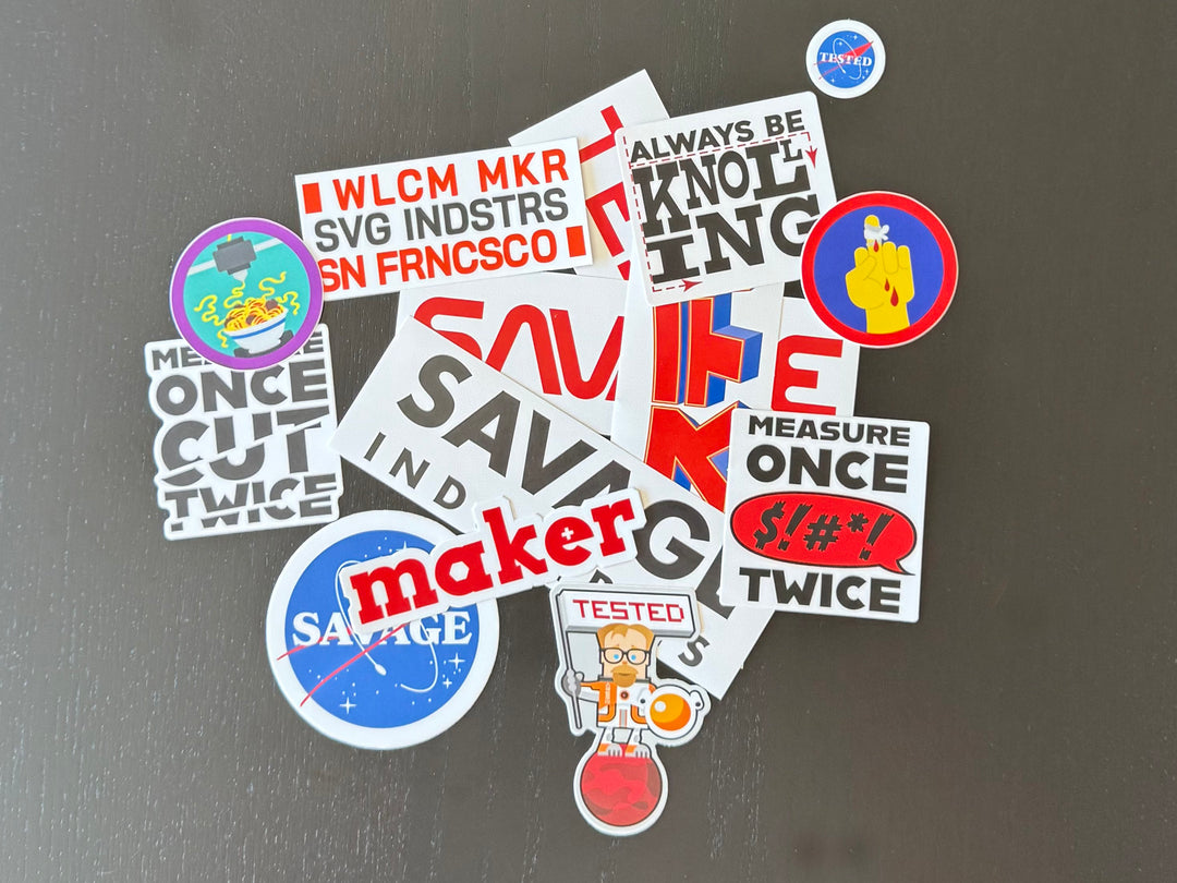 Stickers from the Welcome Maker Mega Sticker Pack on a dark surface #mobile